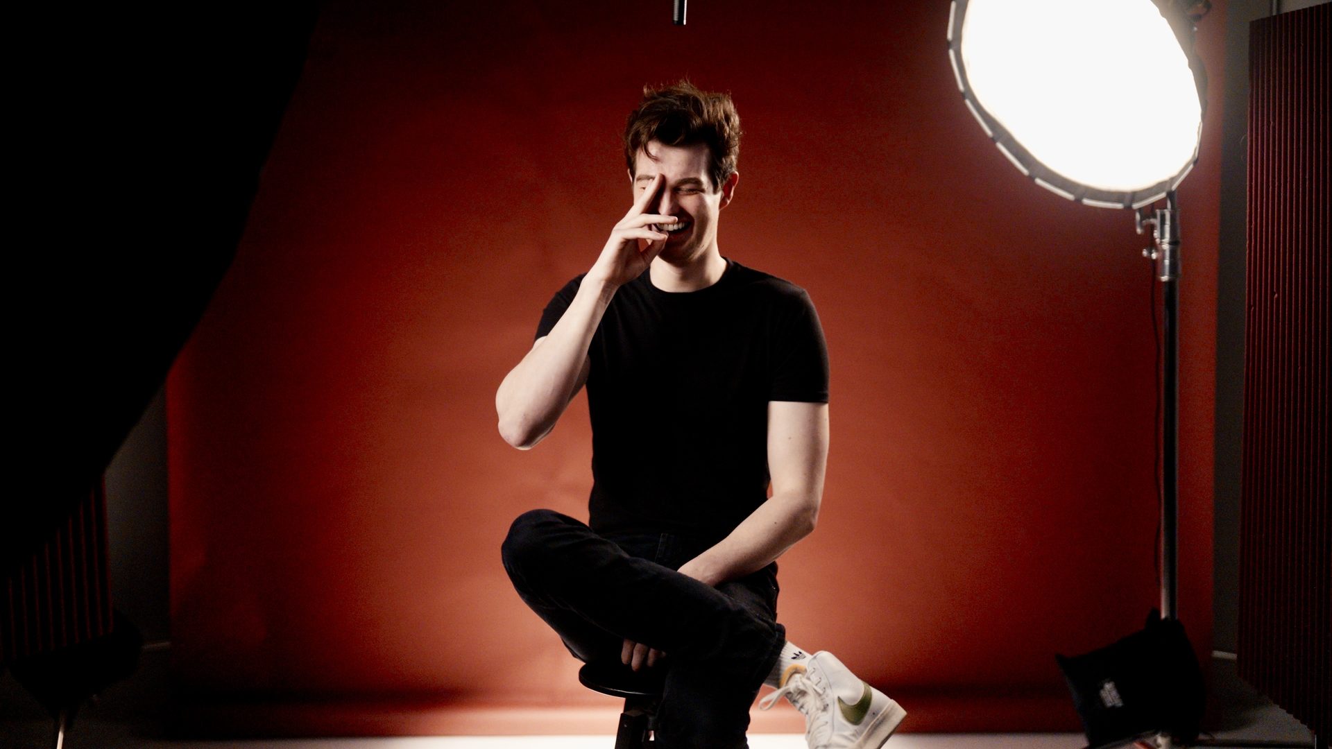 On set at a Sunday Treat studio shoot with full lighting setup