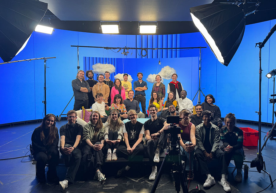 Sunday Treat crew on a studio content production set in London