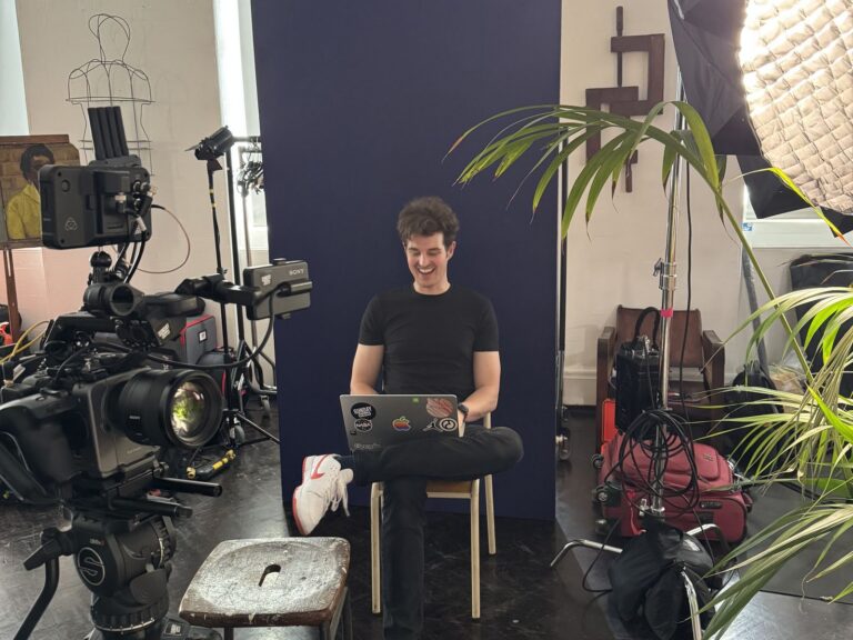 Gulliver Moore, co-founder of Sunday Treat, on set at the London animation agency