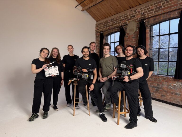 The Sunday Treat production team in a studio with cinema cameras