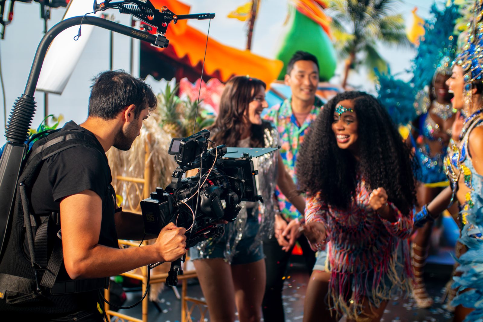 Sunday Treat camera operator filming creators at a festival shoot