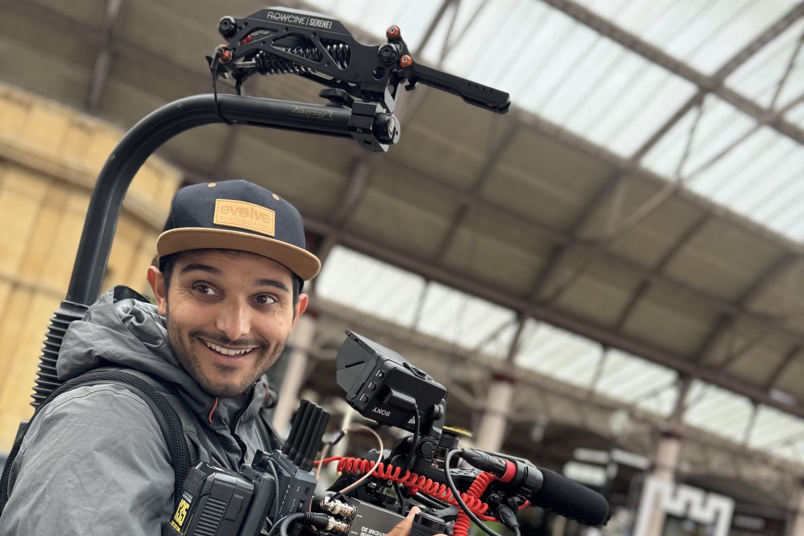 Sunday Treat Steadicam operator filming on location
