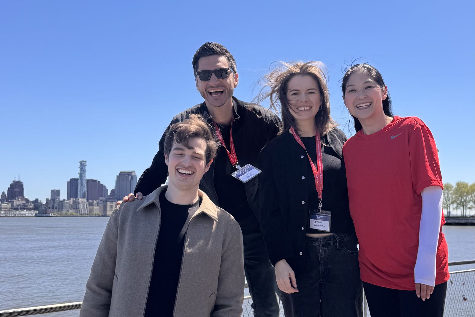 The Sunday Treat team on location with the Manhattan skyline behind them